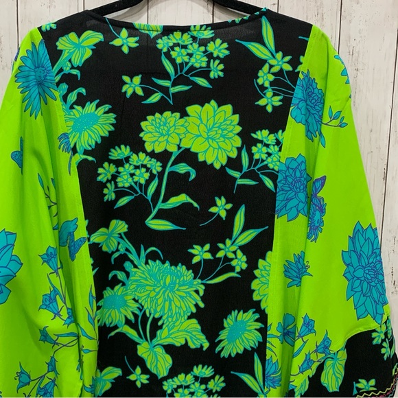 John Mark Embroidered Boho Top Women 2X Tassel Floral Multicolor Kimono Sleeve - Picture 10 of 15